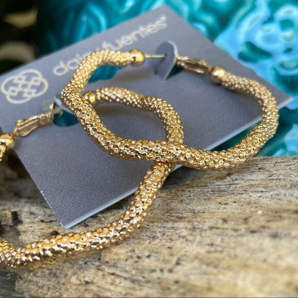 Hexagon Gold Hoops Daisy Fuentes Fashion Earrings $16ea / 3 for $25 - Picture 5 of 9